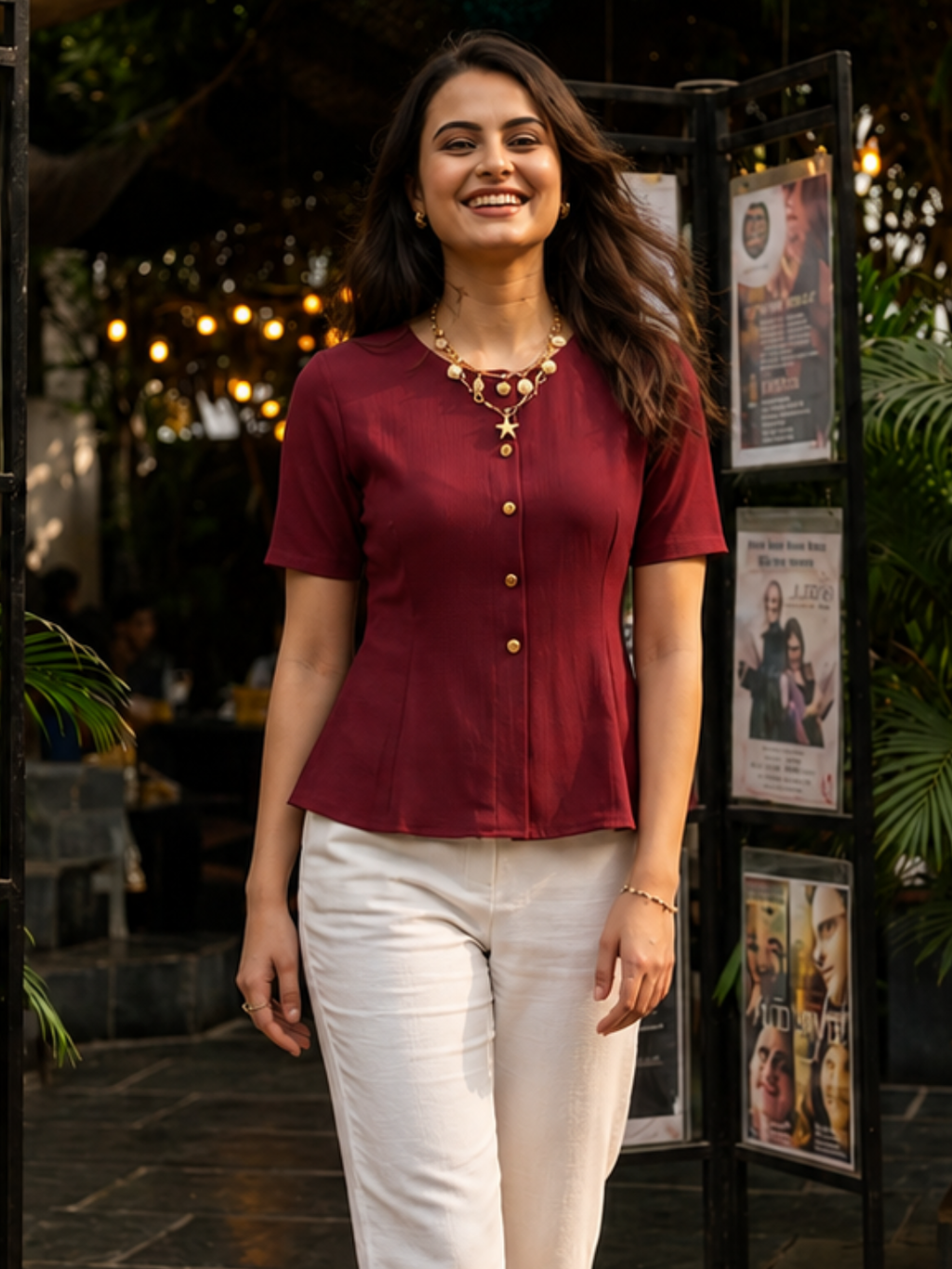 Stretchable Ribbed Flared Peplum Top