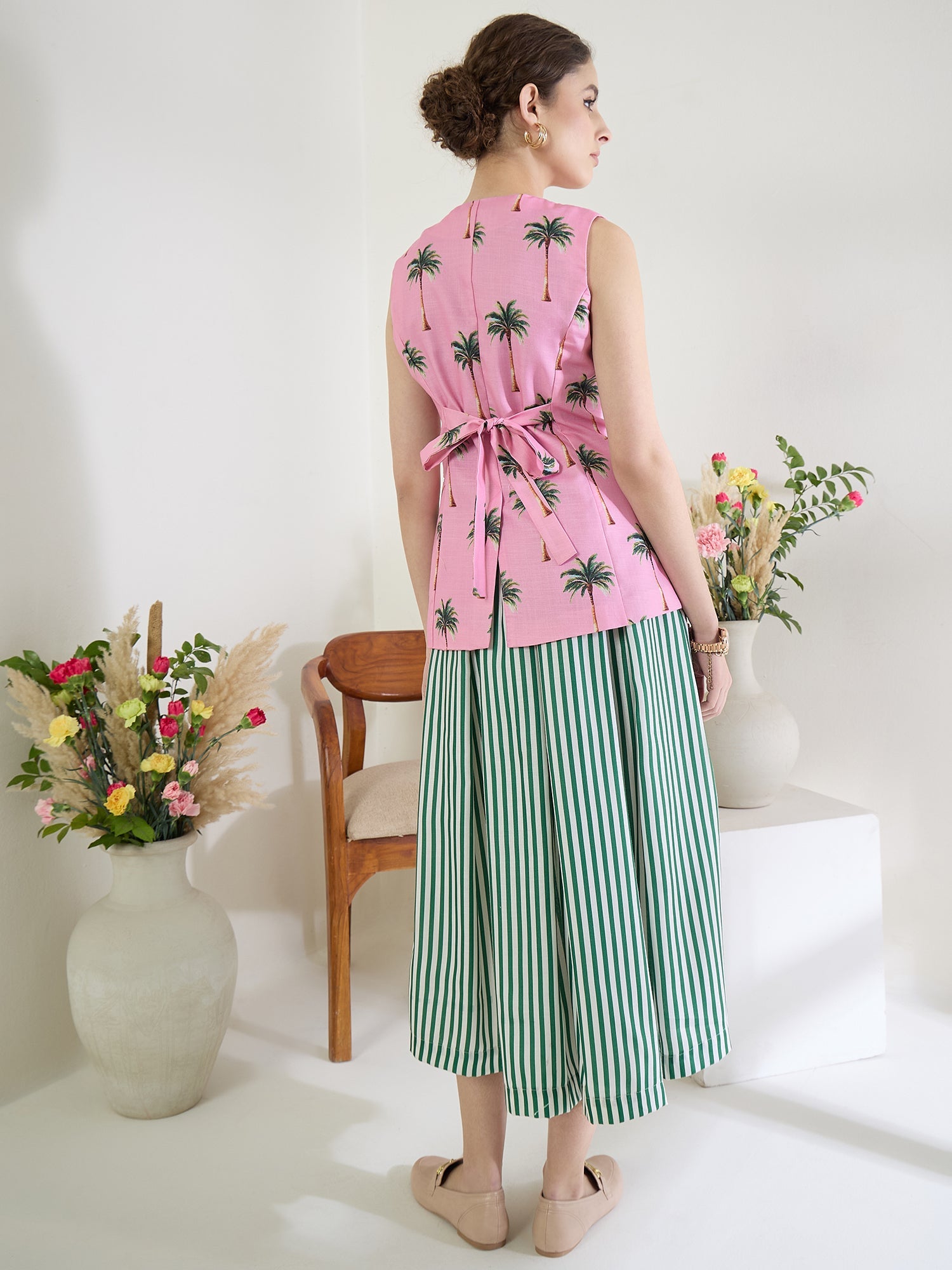 Pure Linen Waistcoat and Skirt Set