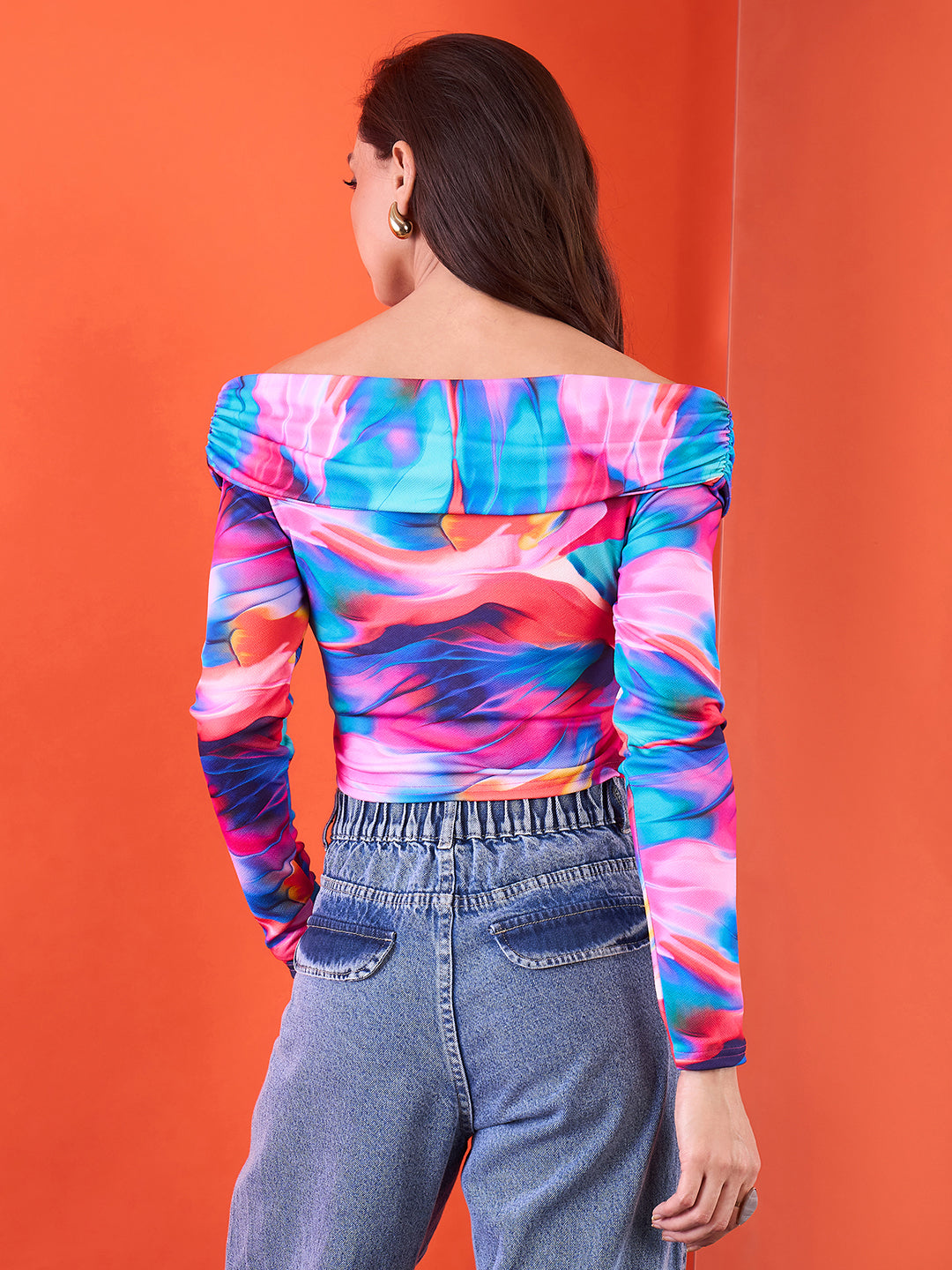 Stretchable Wrap Style Bardot Top