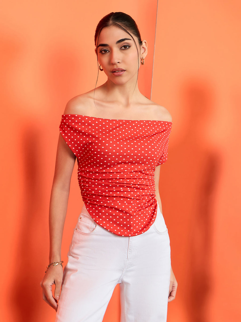 Printed Stretchable Draped Crop Top