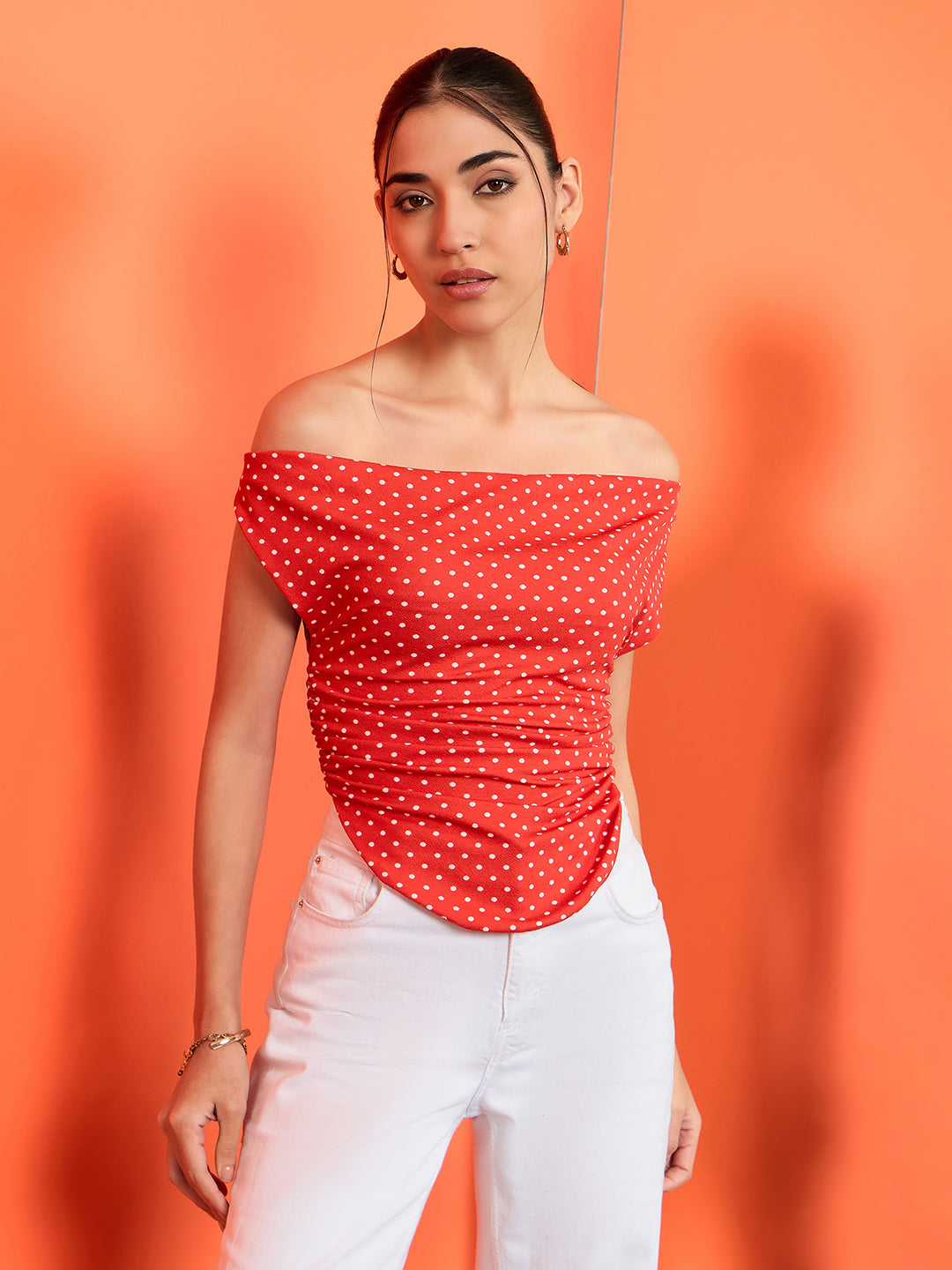 Printed Stretchable Draped Crop Top