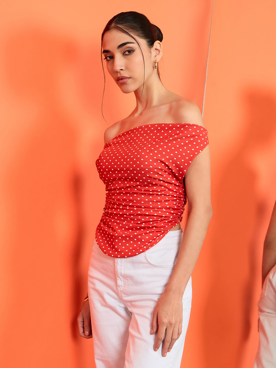 Printed Stretchable Draped Crop Top