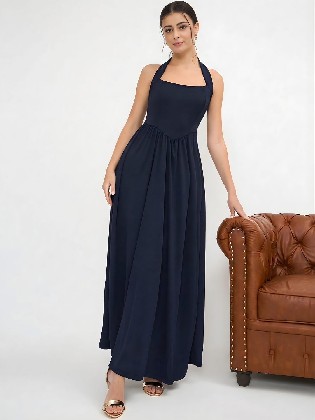 Stretchable Halter Neck Maxi Dress