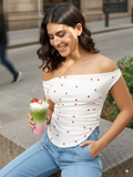 Printed Stretchable Draped Crop Top