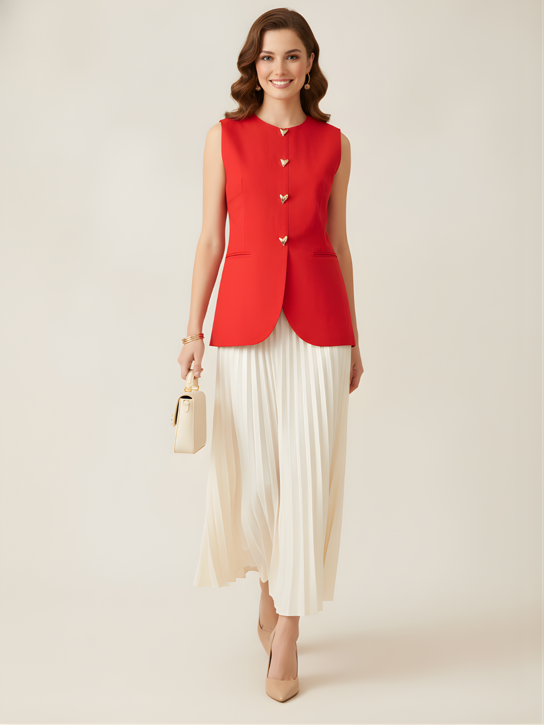 Pure Cotton Heart Button Waistcoat