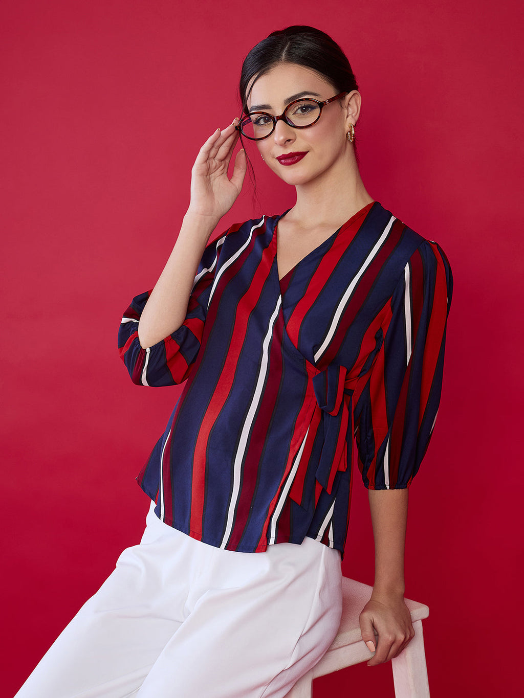 Puff Sleeve Wrap Top