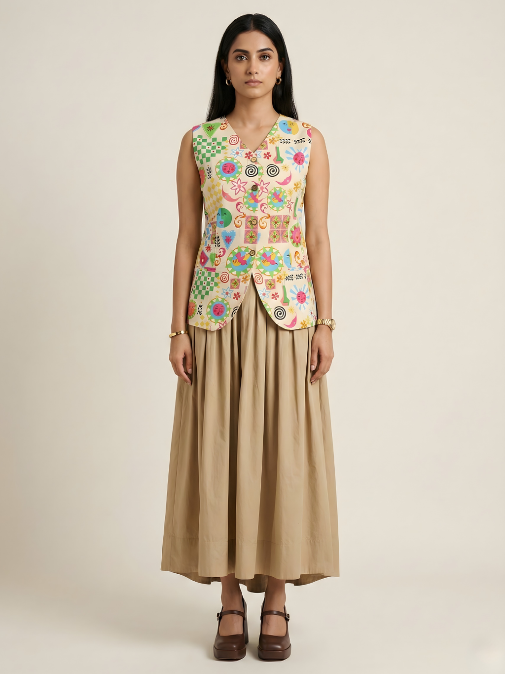 Pure Cotton Printed Waistcoat