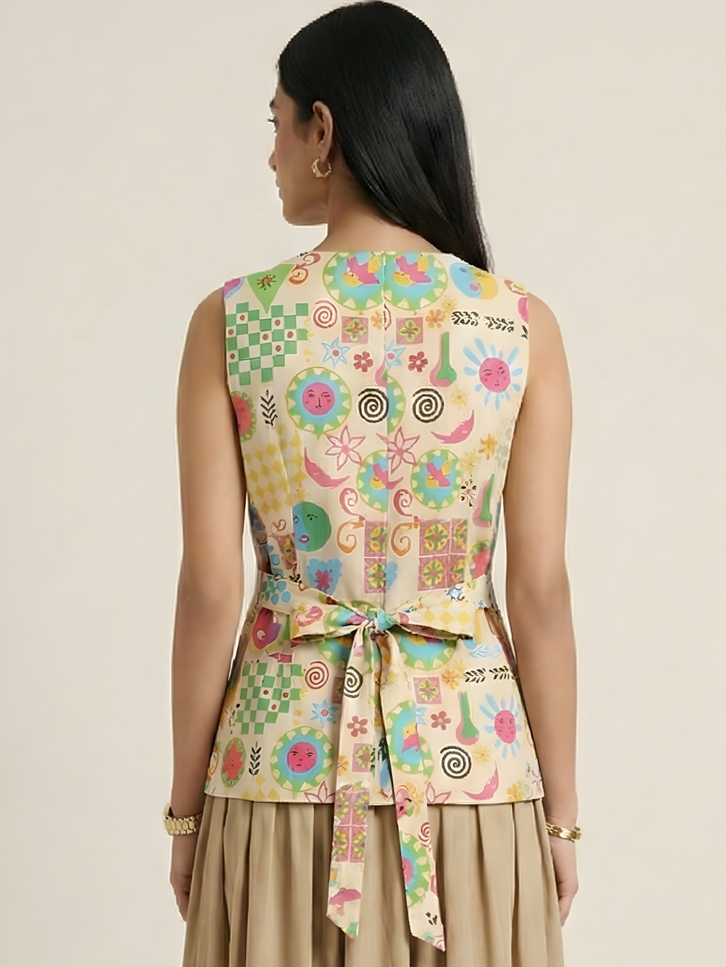 Pure Cotton Printed Waistcoat