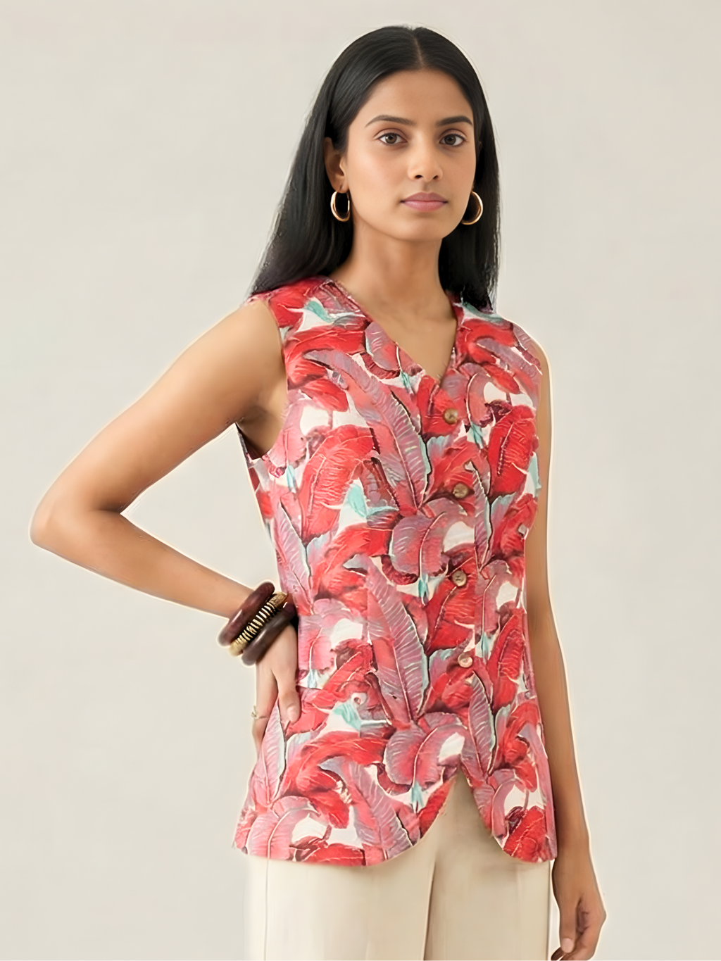 Pure Cotton Printed Waistcoat