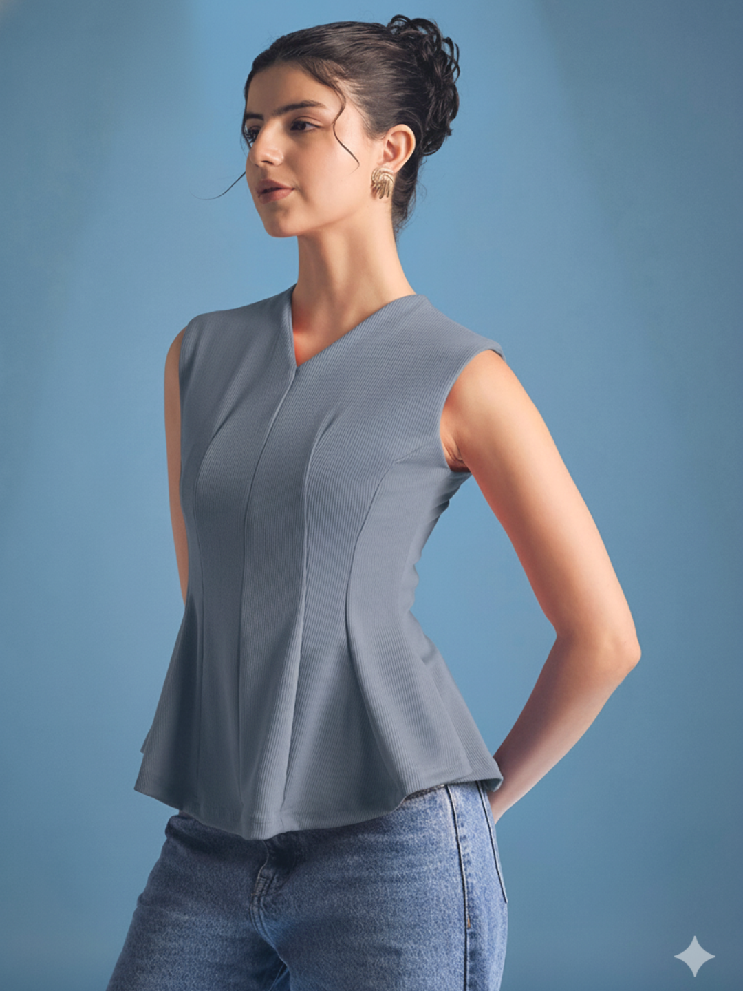 Stretchable Panelled Peplum Top