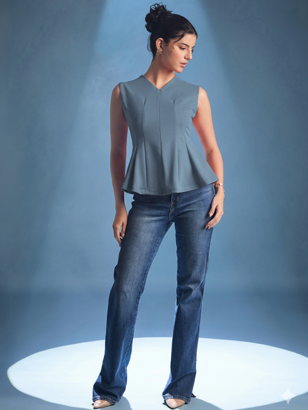Stretchable Panelled Peplum Top