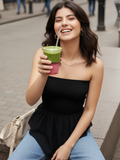 Smocked Bandeau Asymmetrical Top