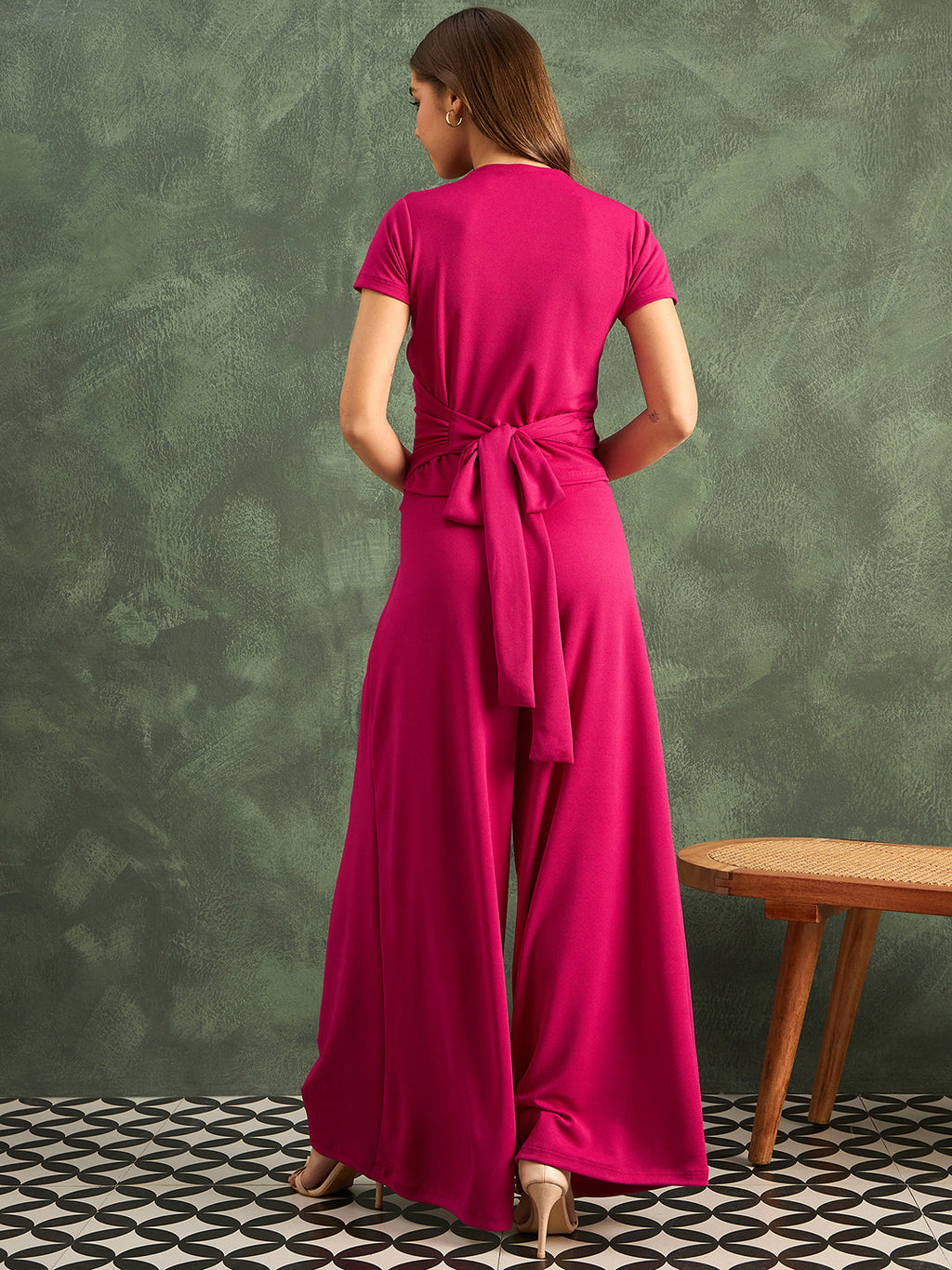 Stretchable Wrap Top & Flow Pants Co-Ord Set