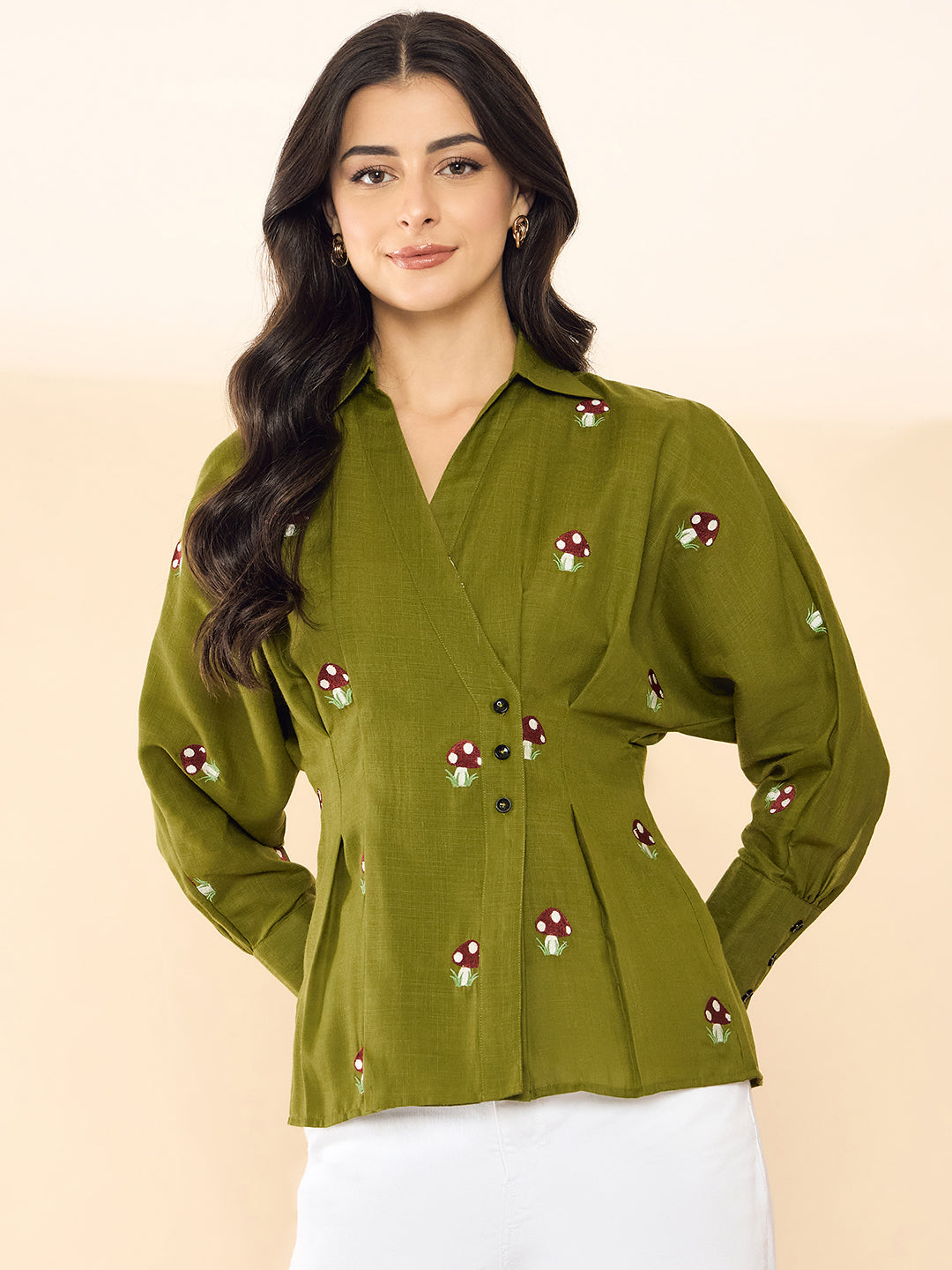 Pure Cotton Wrap Style Placket Shirt
