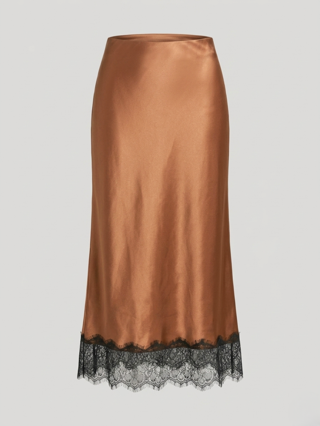 Lace Satin Midi Skirt