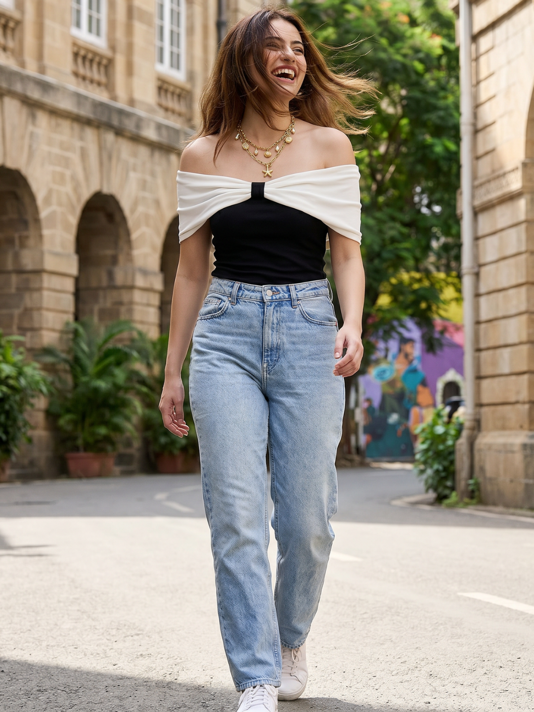Stretchable Bow Bardot Top