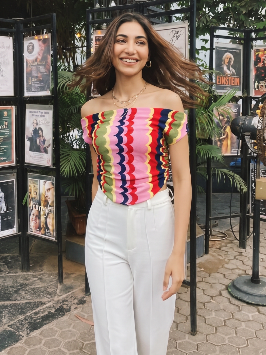 Printed Stretchable Draped Crop Top