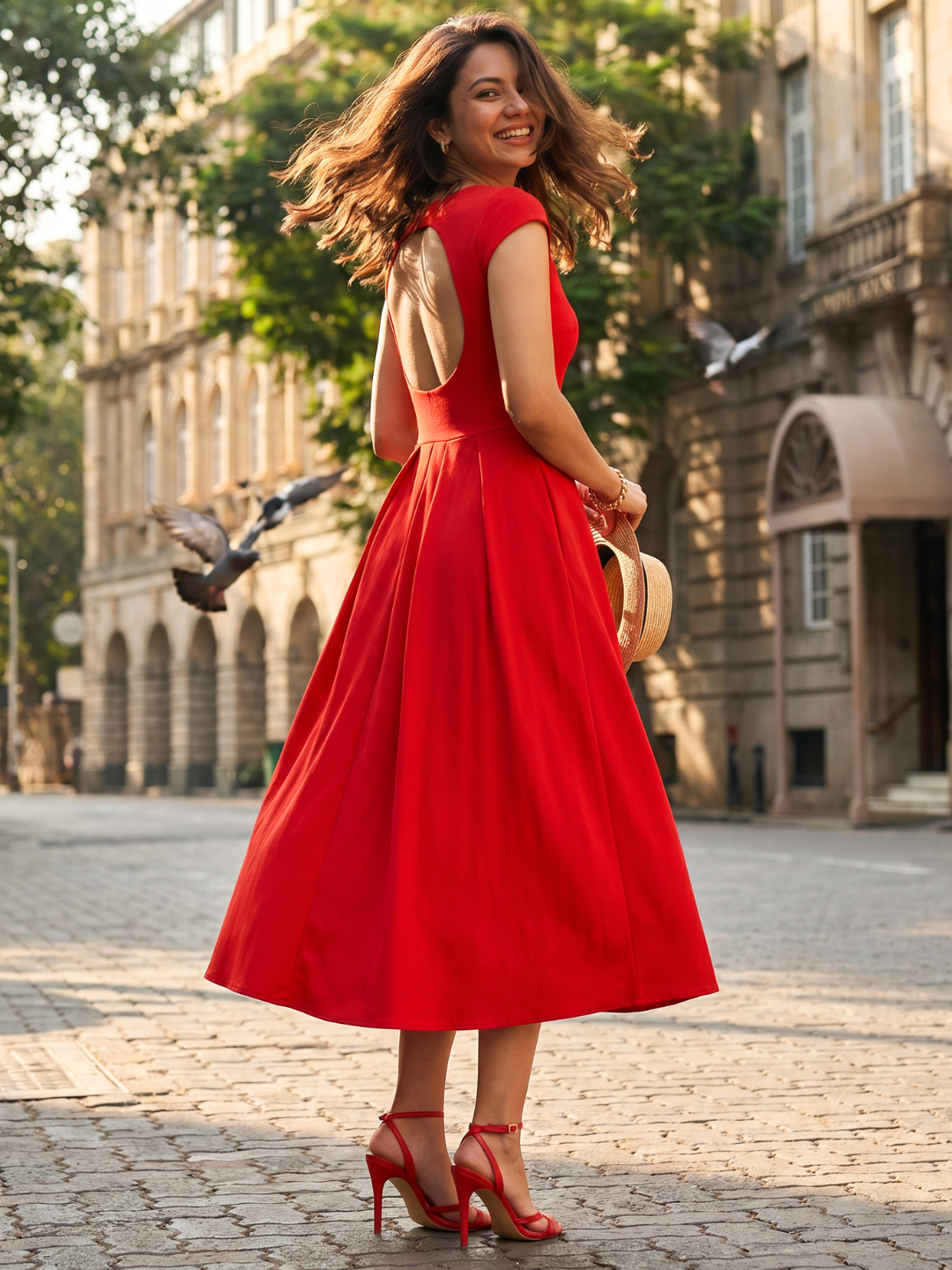Stretchable Backless Midi Dress