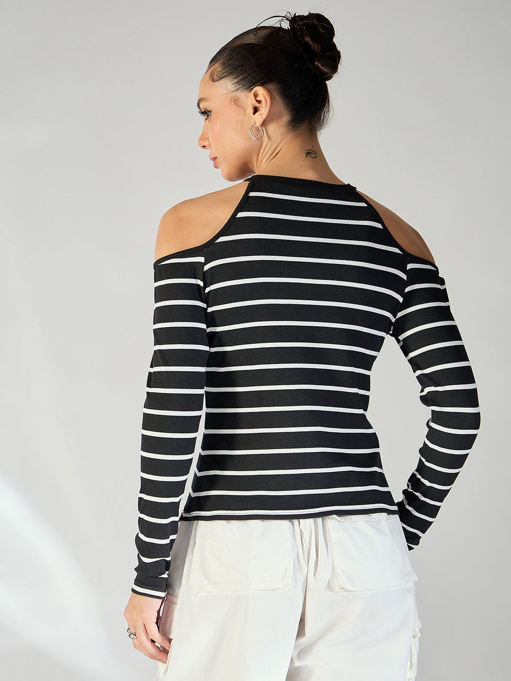 Shoulder Cutout Ribbed Top