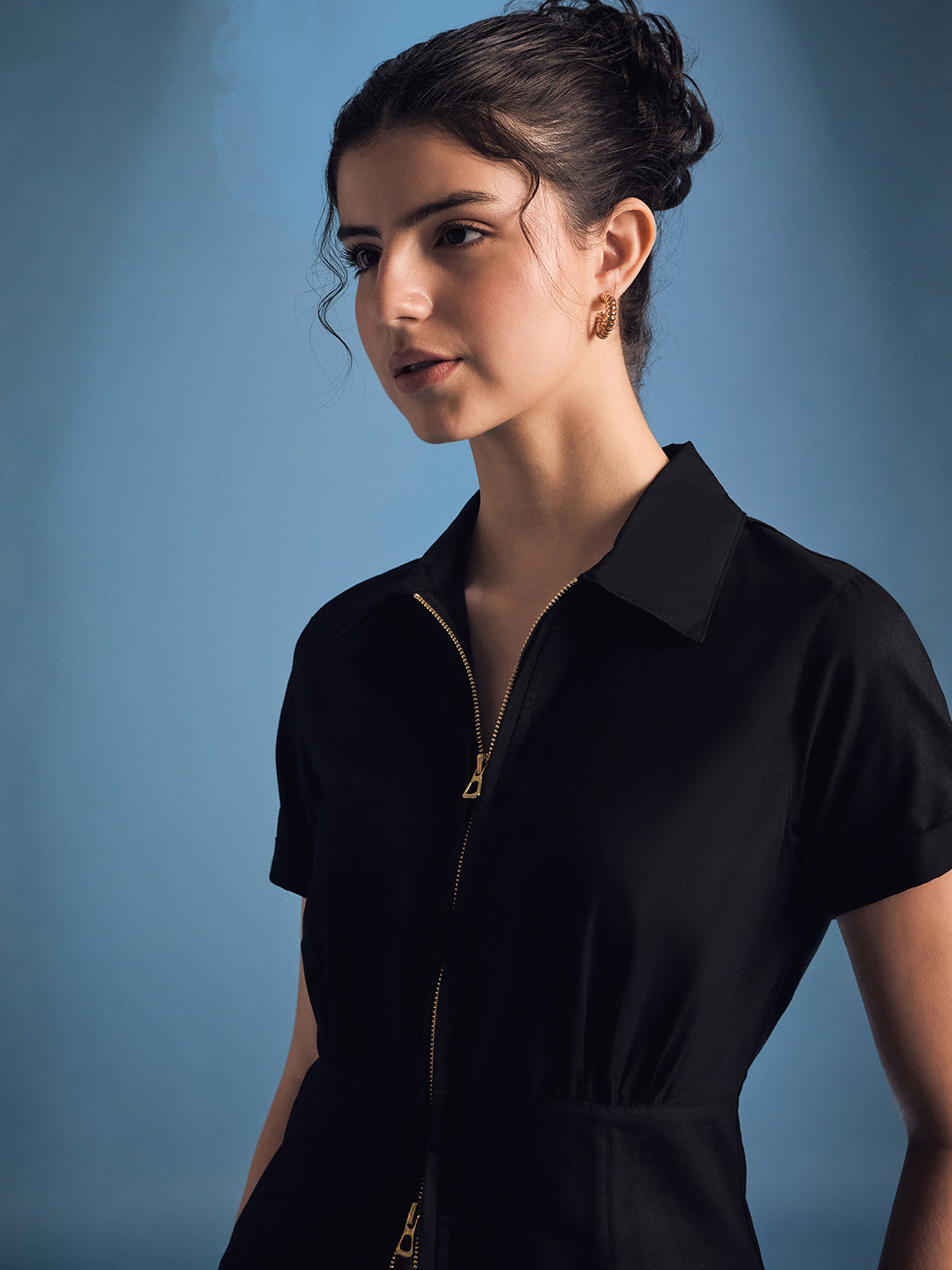 Zip-Through Fitted Cotton Top