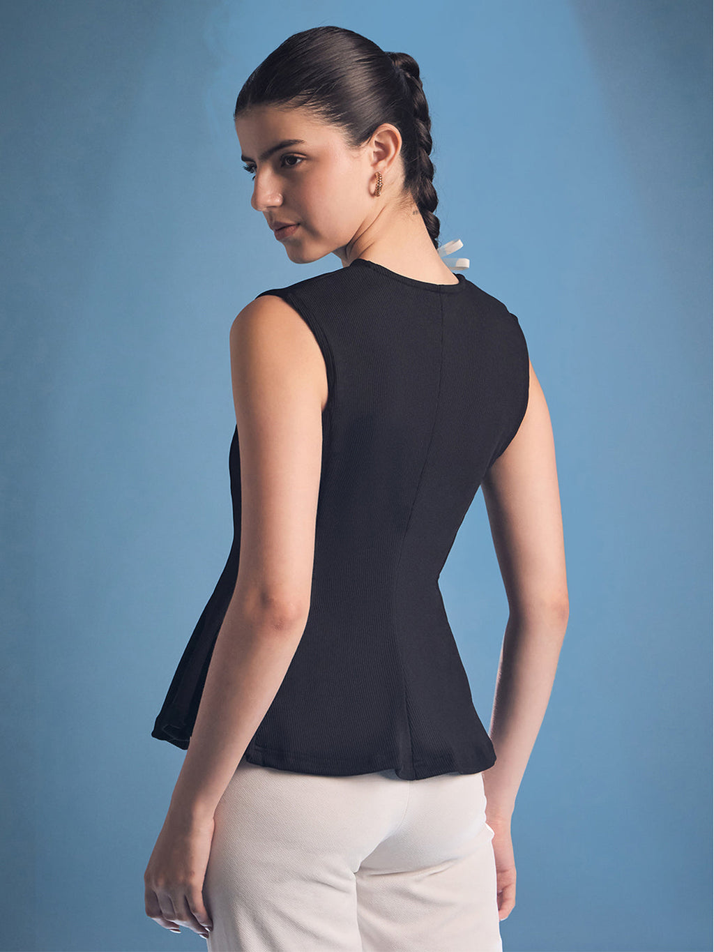 Stretchable Panelled Peplum Top