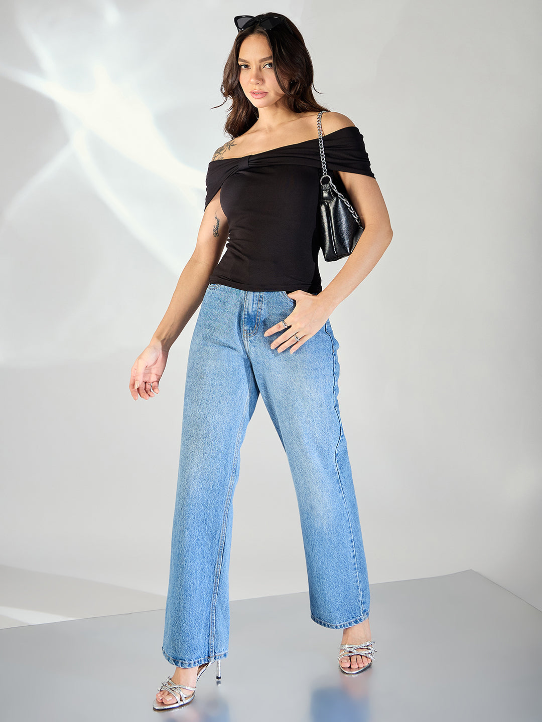 Stretchable Bow Bardot Top