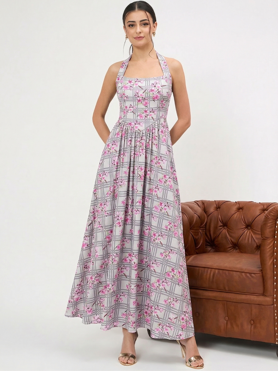 Stretchable Halter Neck Maxi Dress