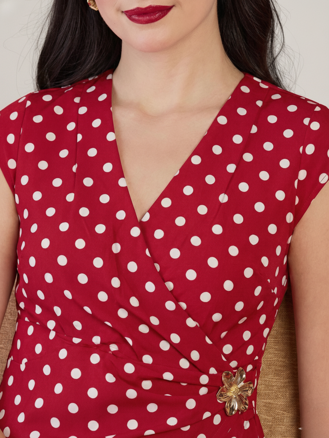 Stretchable Gold Accent Wrap Top