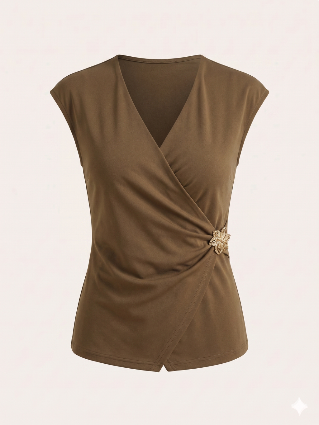 Stretchable Gold Accent Wrap Top