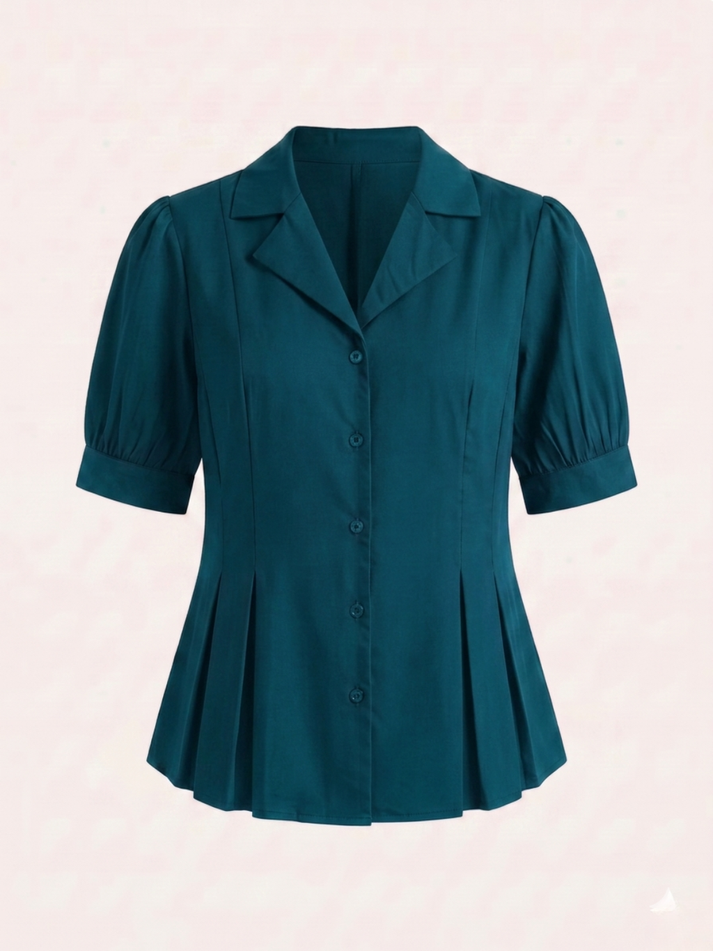 Puff Sleeve Pure Cotton Pleated Shirt