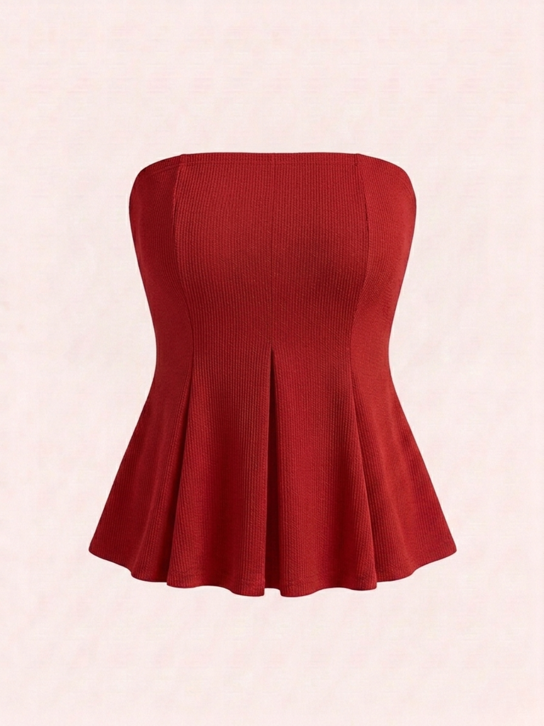 Ribbed Bandeau Peplum Top