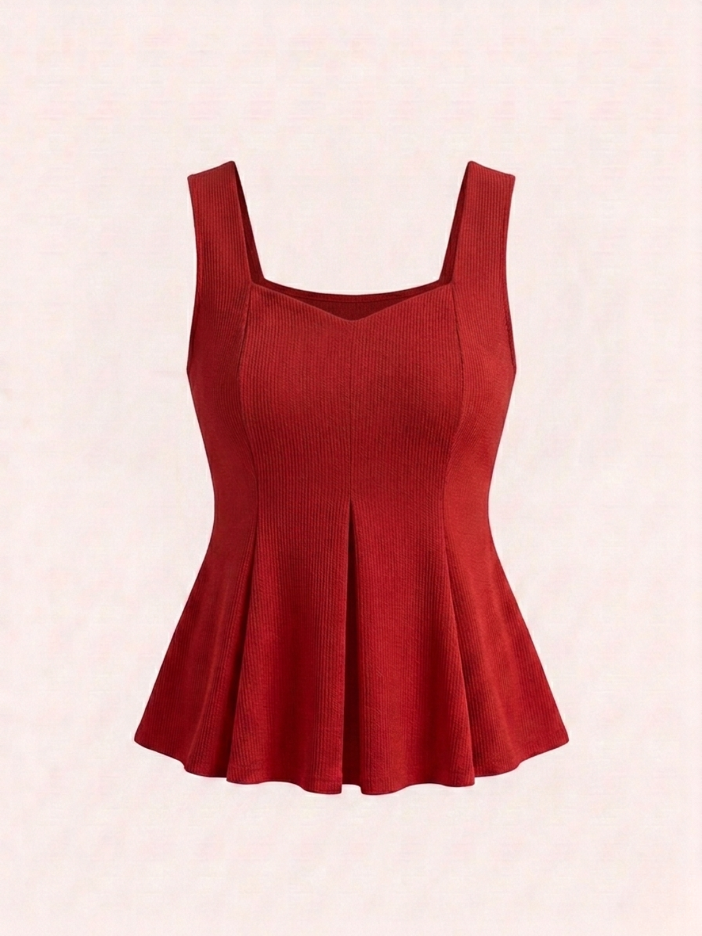 Stretchable Ribbed Peplum Top