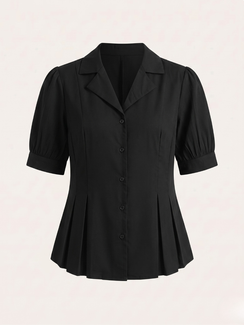 Puff Sleeve Pure Cotton Pleated Shirt