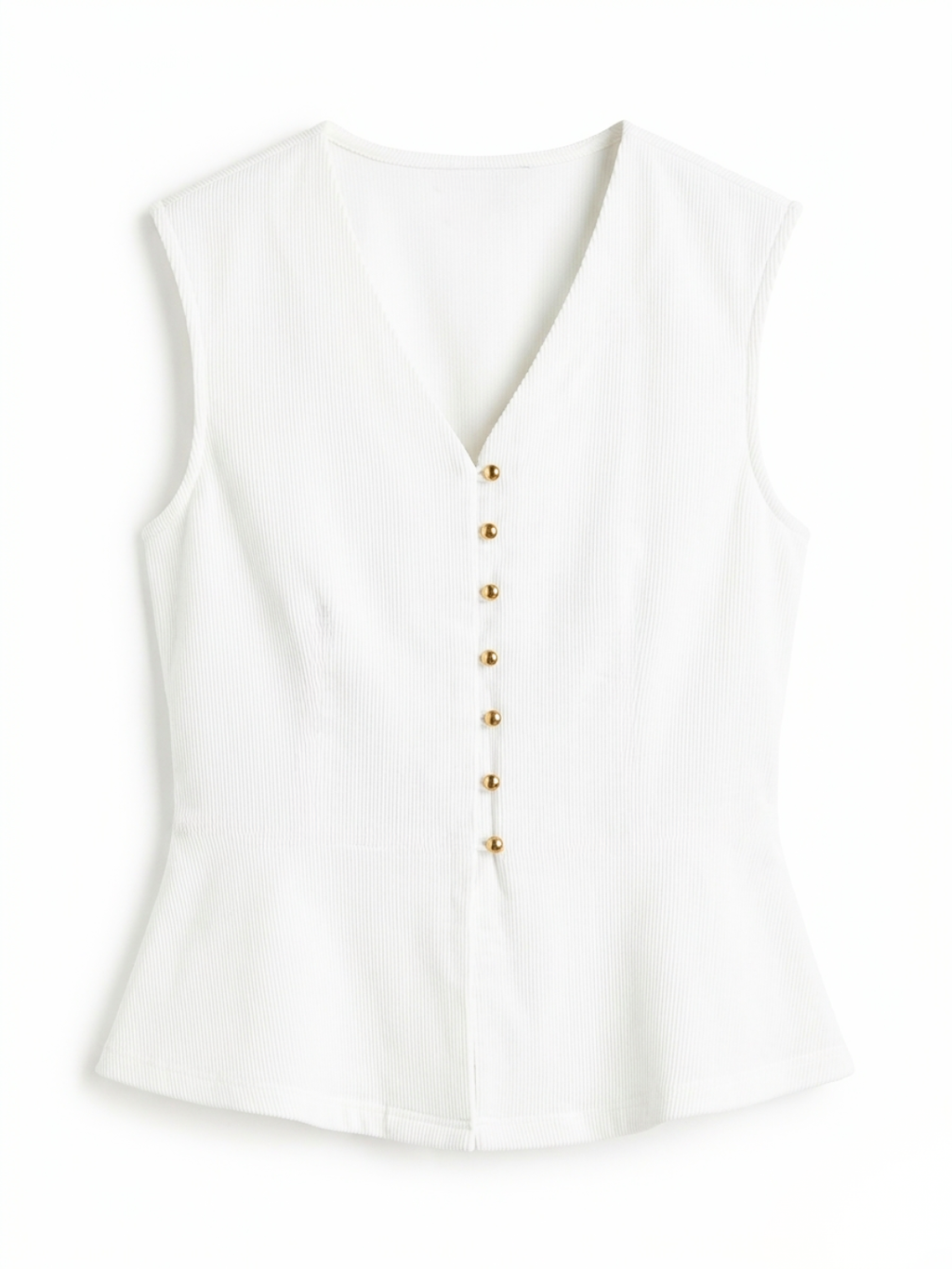 Stretchable Ribbed V-Neck Waistcoat
