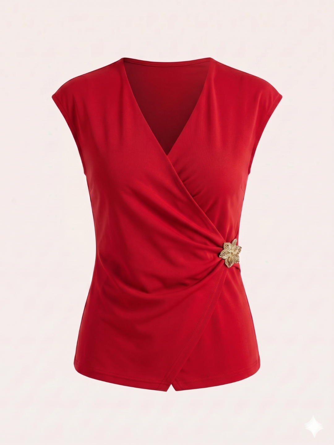 Stretchable Gold Accent Wrap Top