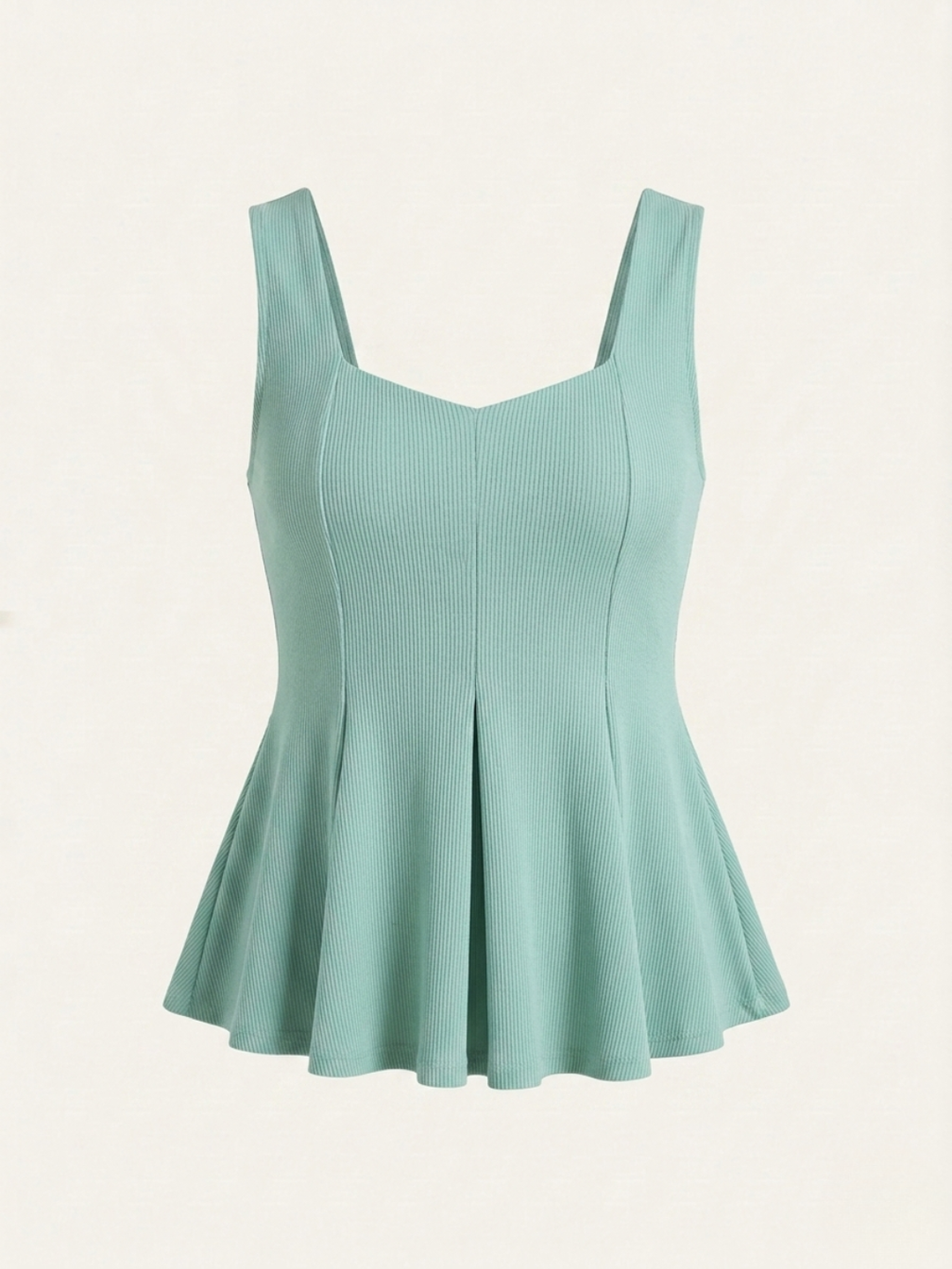 Stretchable Ribbed Peplum Top