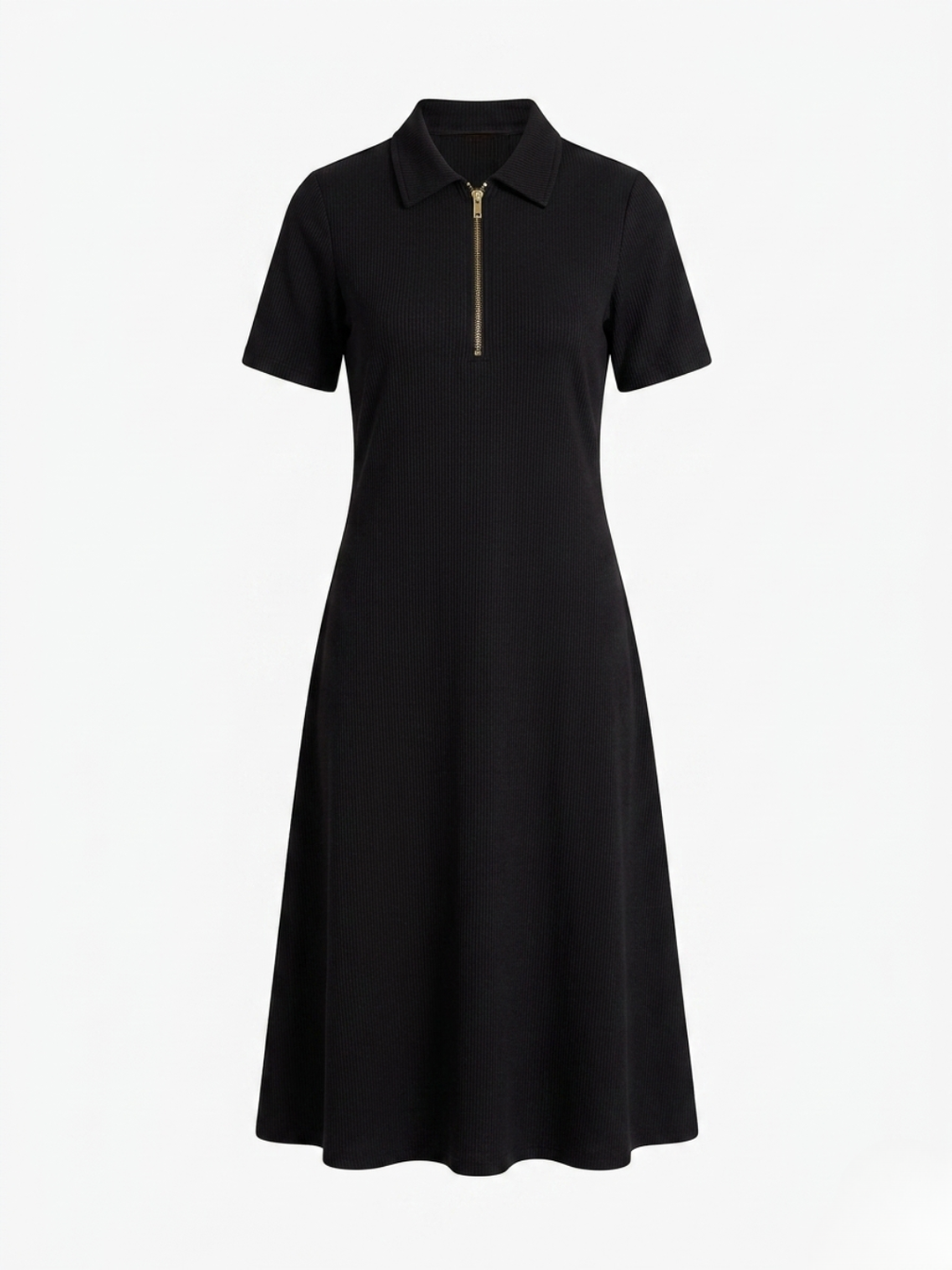 Stretchable Front Zip-up Midi Dress
