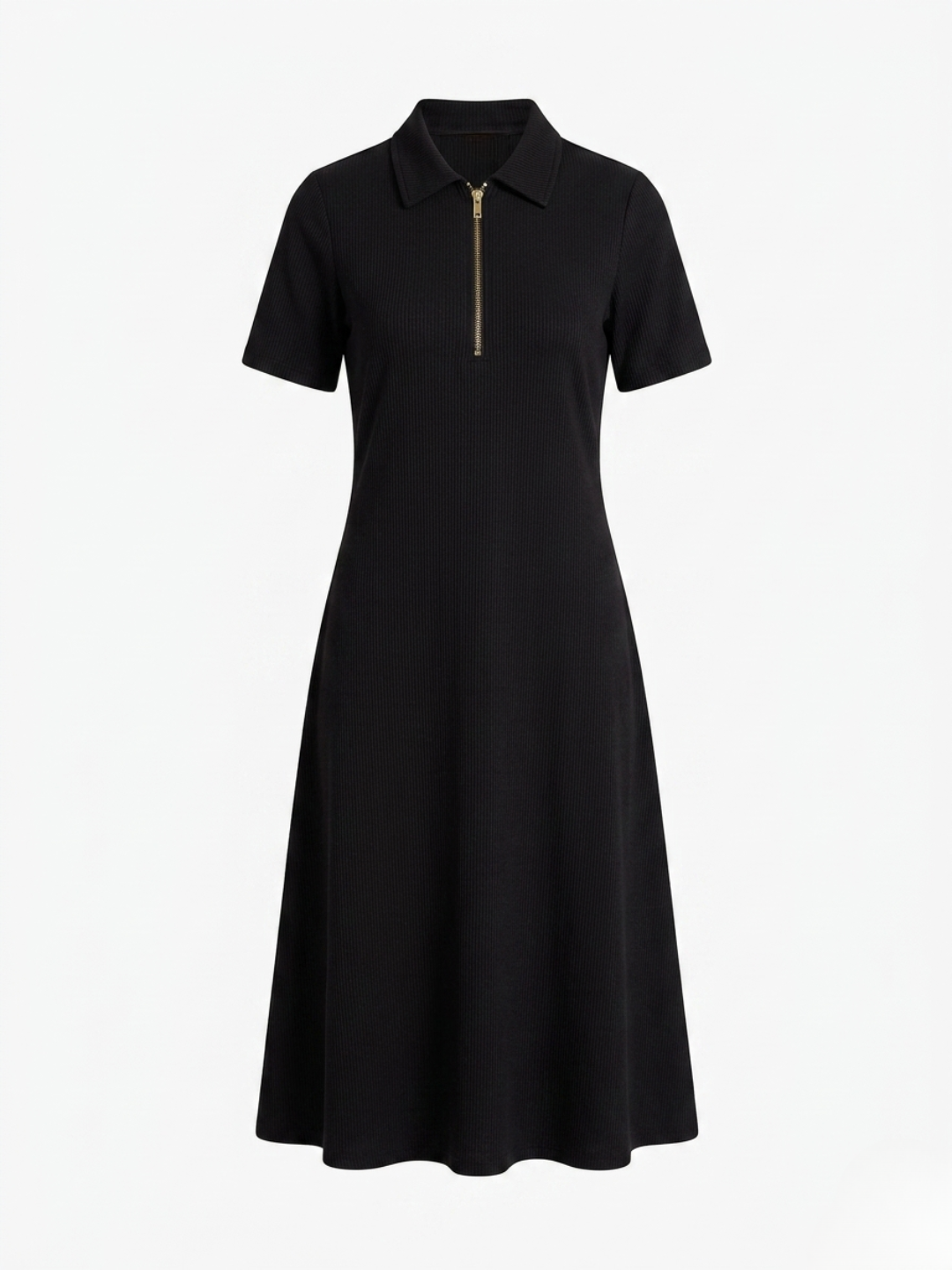 Stretchable Front Zip-up Midi Dress