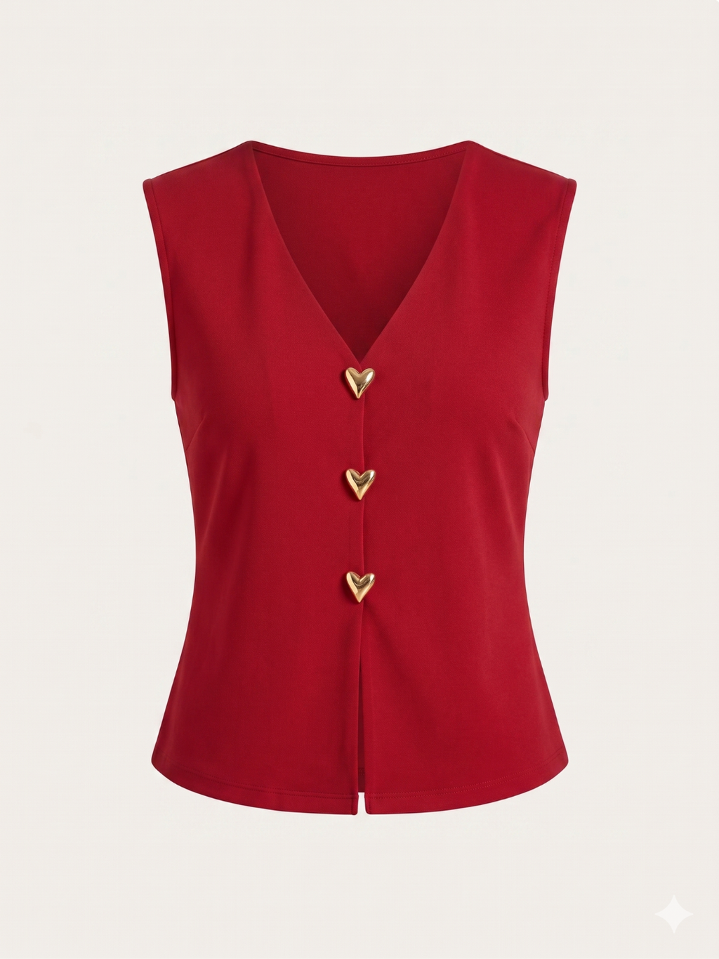 Stretchable Ribbed Waistcoat with Heart Buttons