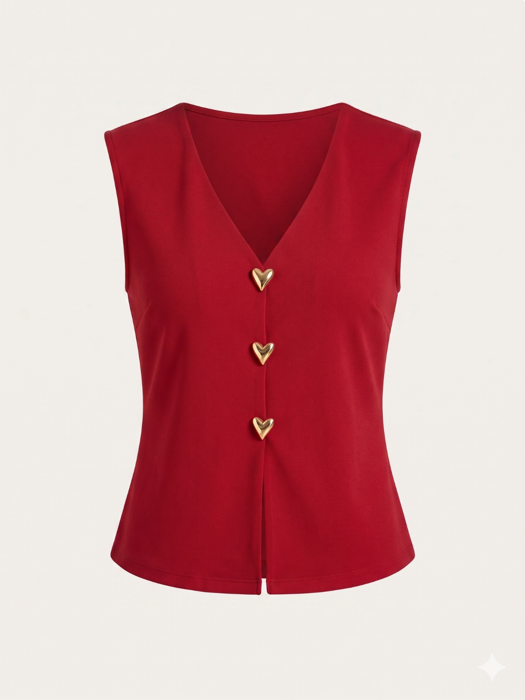 Stretchable Ribbed Waistcoat with Heart Buttons