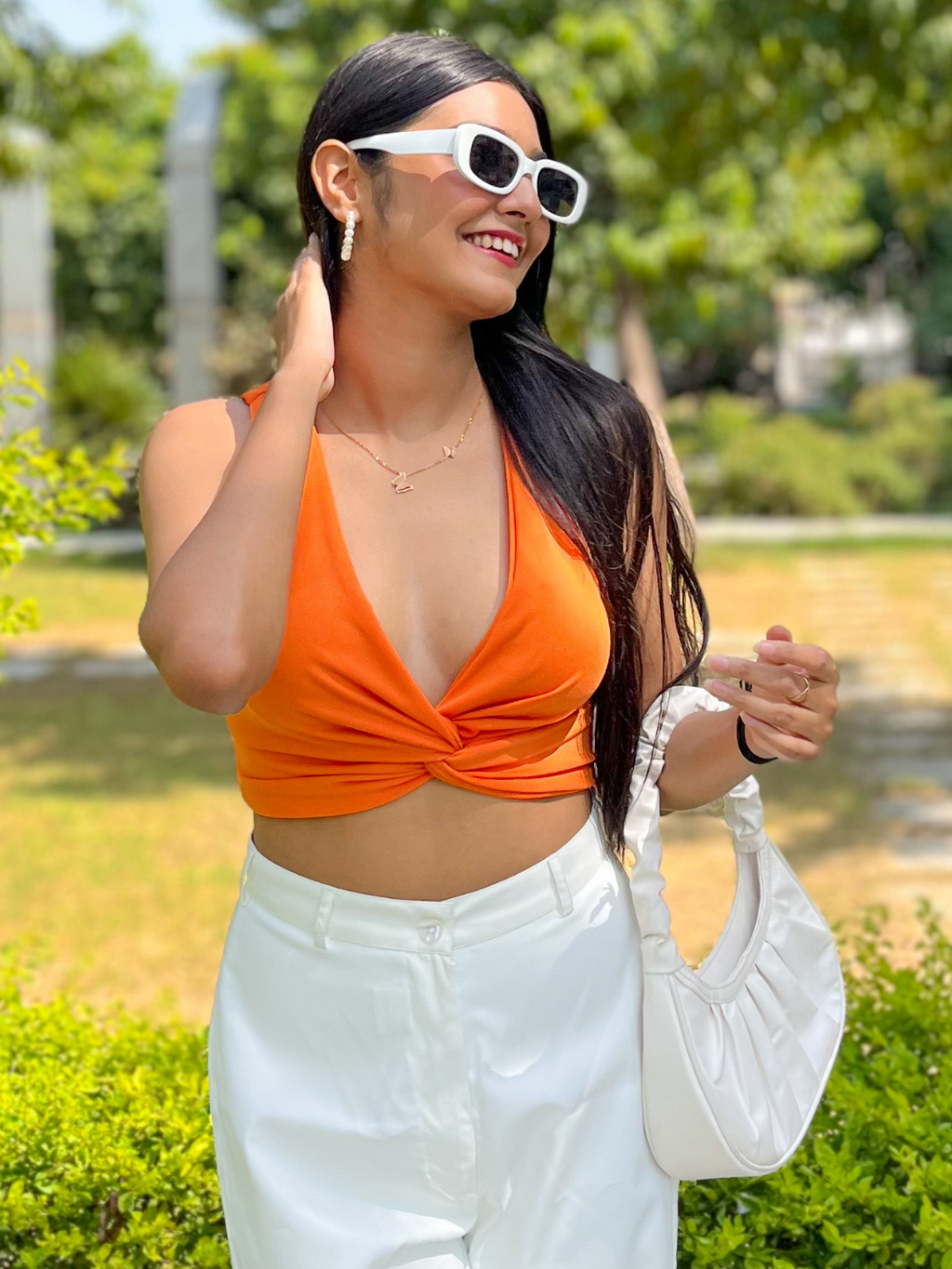 Stretchable Knotted Short Top