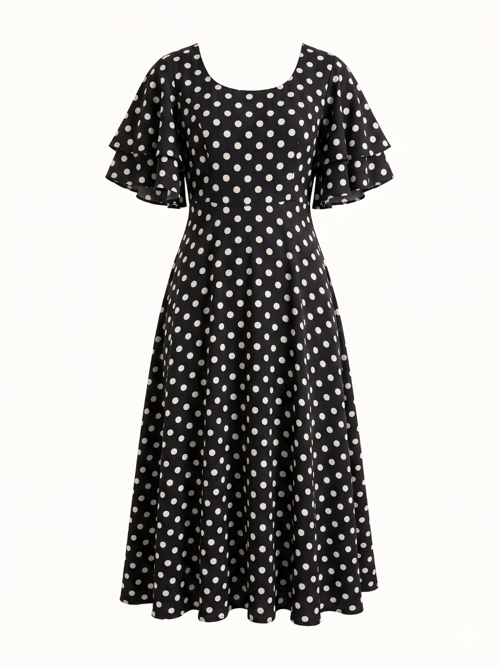Stretchable Ruffled Sleeve Fit & Flare Dress