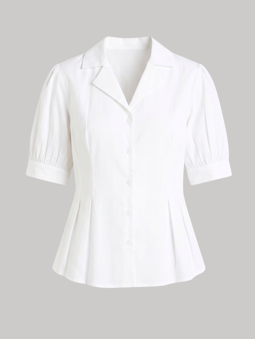 Puff Sleeve Pure Cotton Pleated Shirt