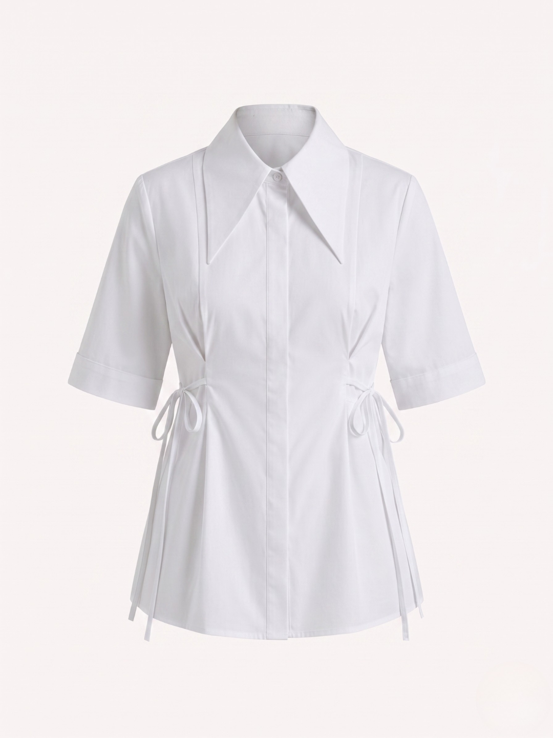 Pure Cotton Cinched Waist Collared Shirt