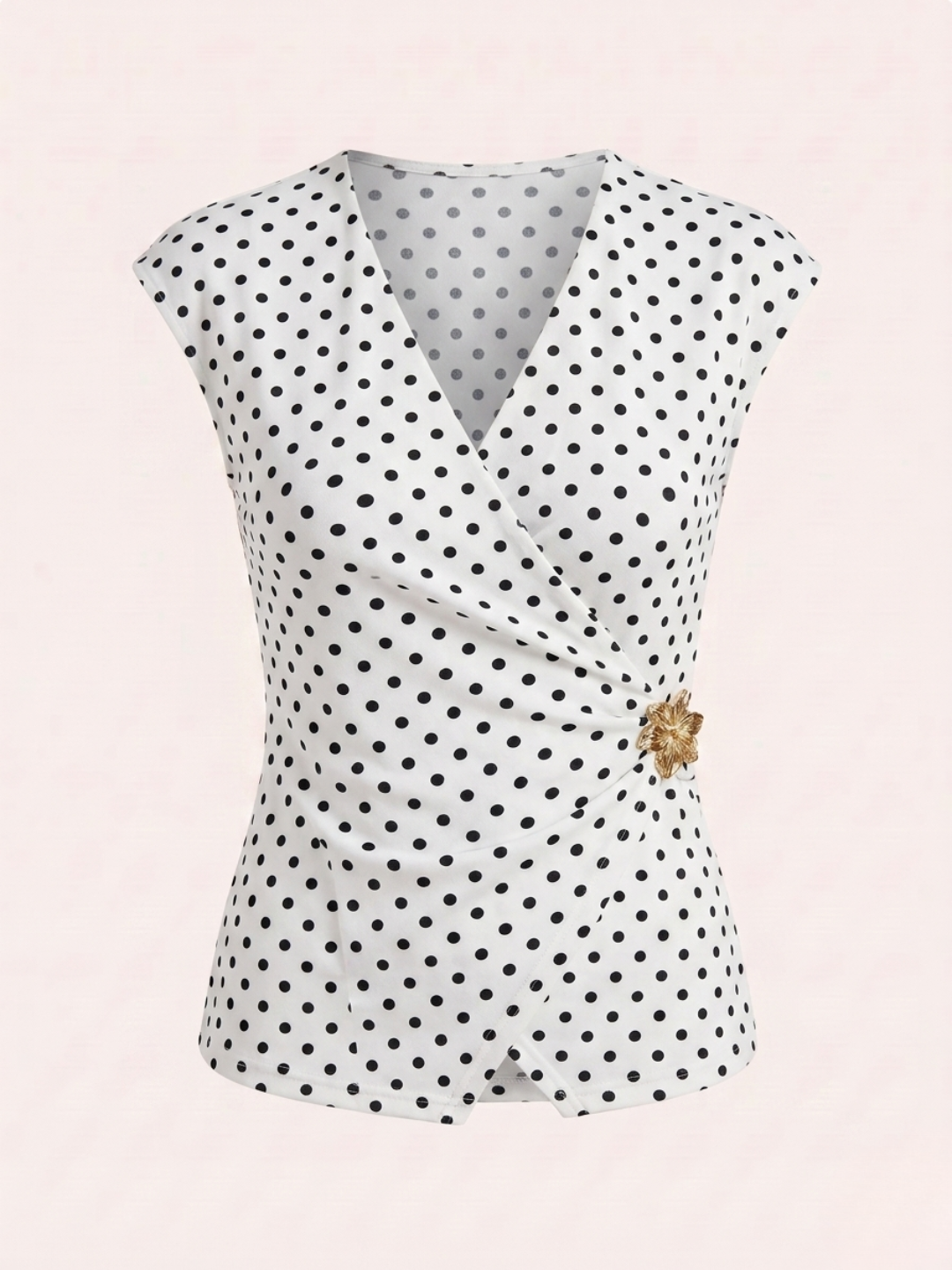 Stretchable Gold Accent Wrap Top
