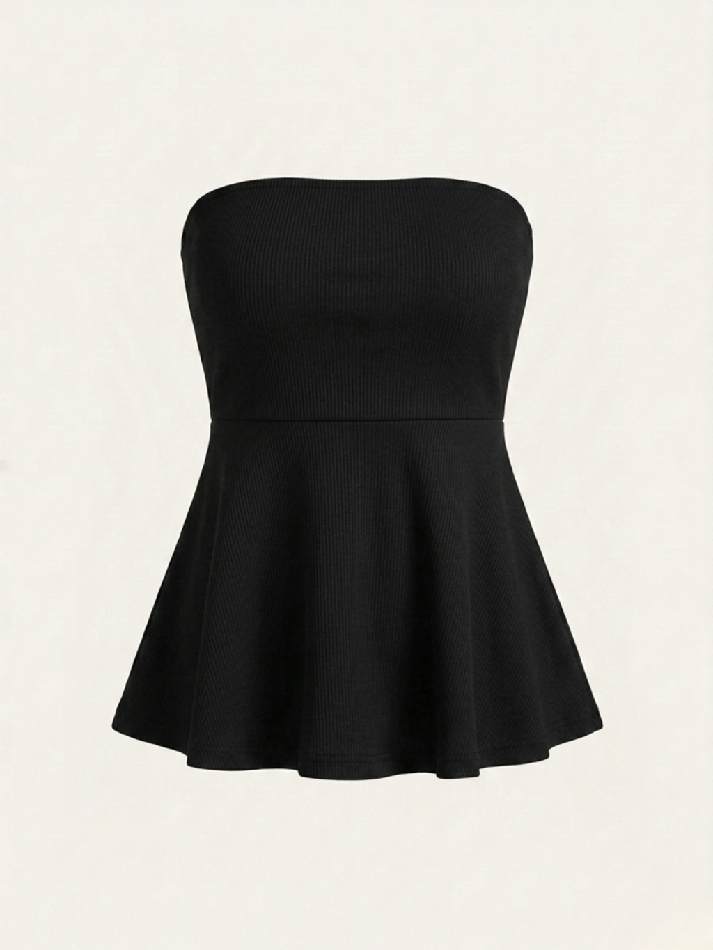 Ribbed Bandeau Peplum Top