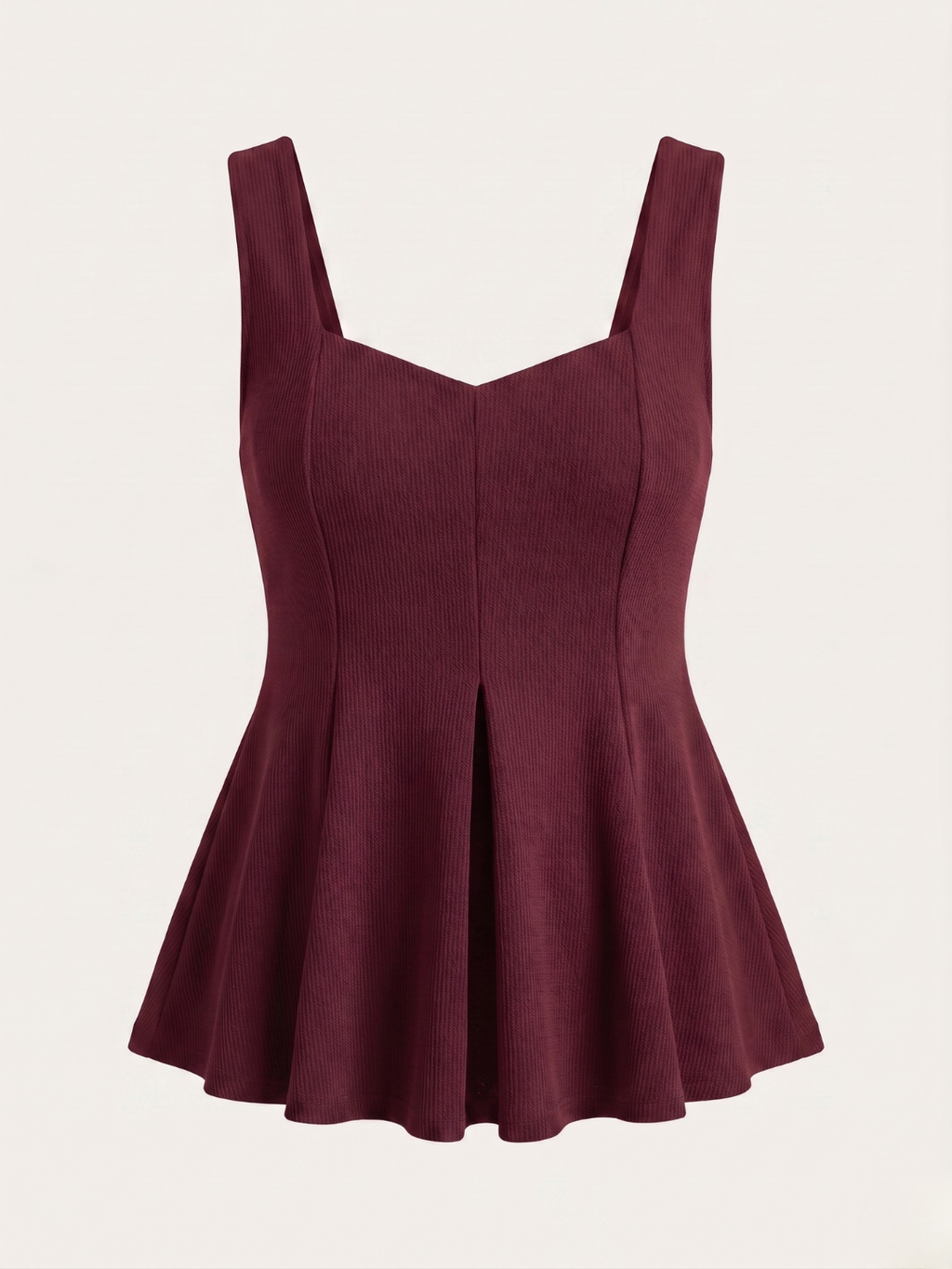 Stretchable Ribbed Peplum Top