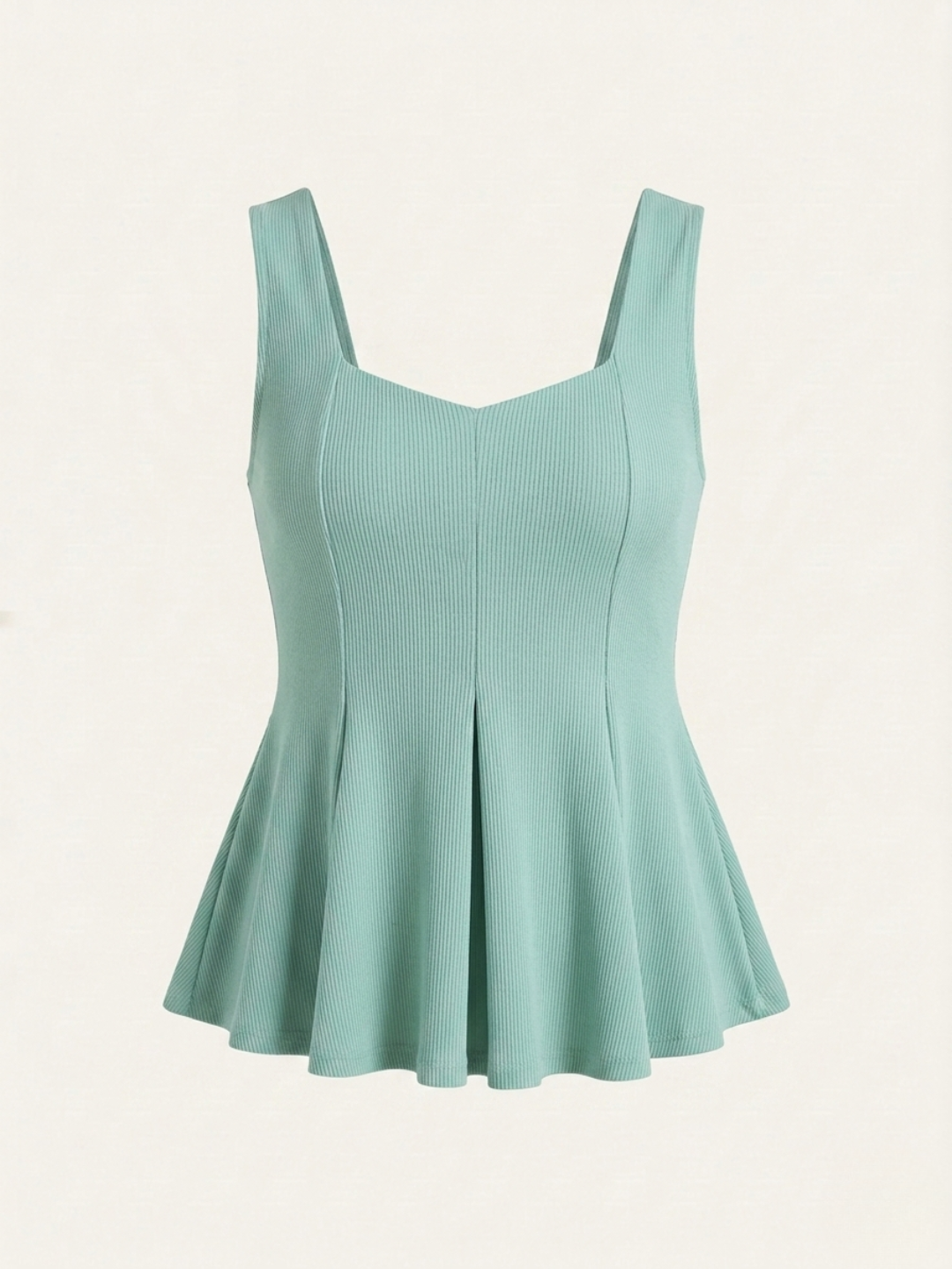 Stretchable Ribbed Peplum Top