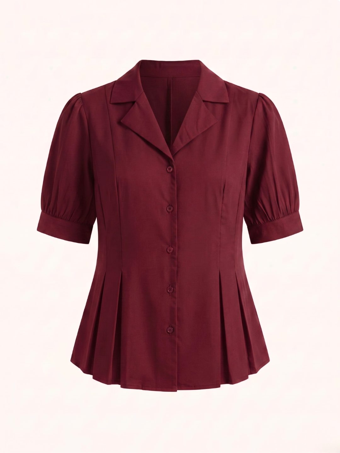 Puff Sleeve Pure Cotton Pleated Shirt