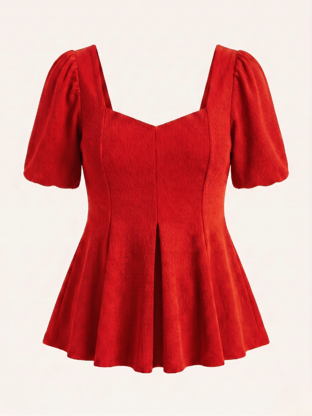Stretchable Puff Sleeves Peplum Top